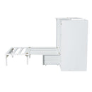 Twin Size Murphy Bed With Bedside Shelves And Wardrobe - White