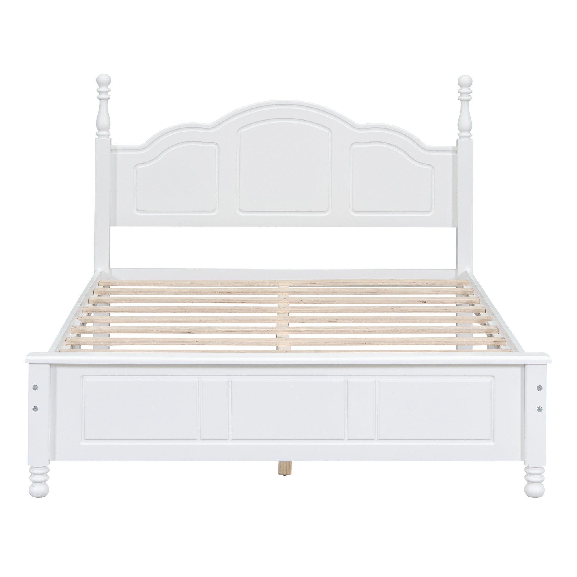 Full Size Wood Platform Bed Frame,Retro Style Platform Bed with Wooden Slat Support,White - Atlantic Fine Furniture Melbourne FL