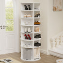 6 Tier Spinning Shoe Rack, Free Standing, 360° Revolving Shoe Organizer - White
