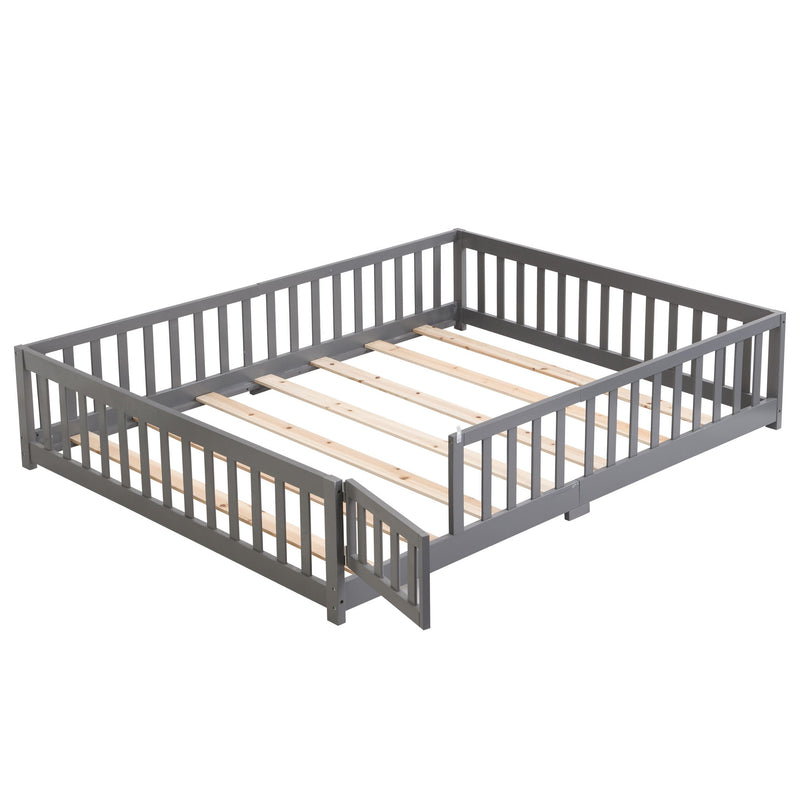 Floor Bed With Door And Fence For Children