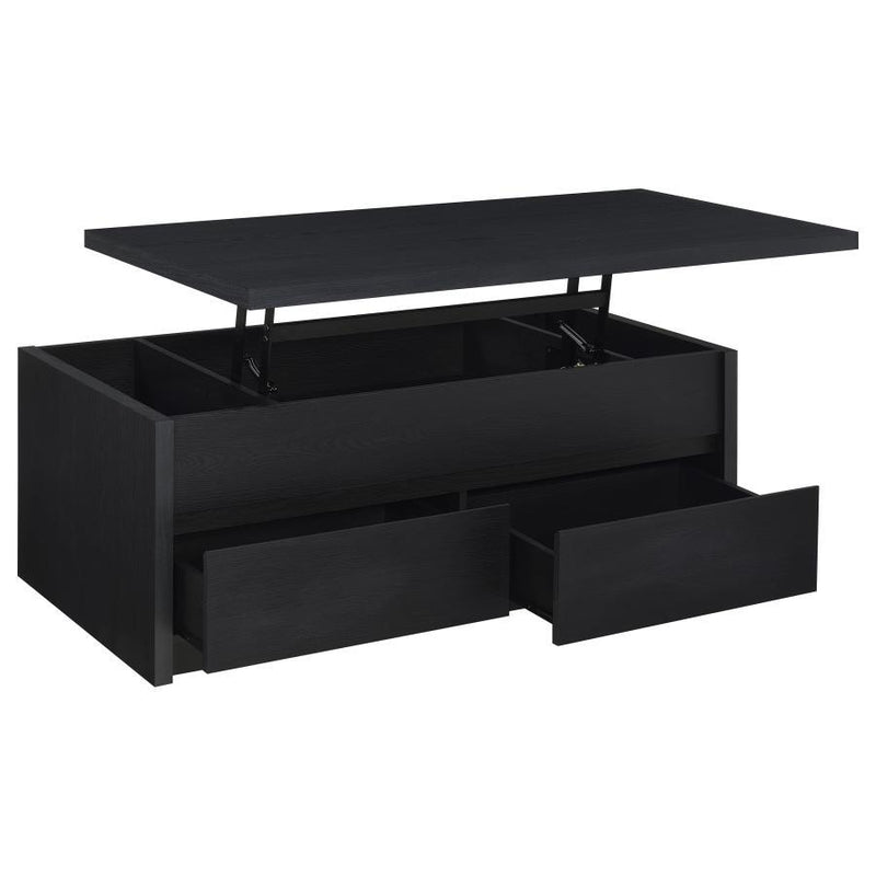 Knapp - Lift Top Cocktail Coffee Table With Dual Drawers - Black