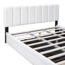 Queen Size Upholstered Bed with Hydraulic Storage System and Drawer, White
