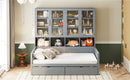 Daybed With Glass Door Storage Cabinets, Built In LED Lighting And Shelves