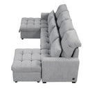 Oversized U-Shaped Versatile Sectional, Pull-Out Sofa Bed With Double Storage Chaise Lounges And 2 USB Ports For Living Room