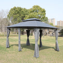 13 0 Ft Outdoor Patio Gazebo Canopy Tent With Ventilated Double Roof And Side Wall (Detachable Curtain Included On All Sides) Suitable For Lawn Garden Backyard And Deck - Gray