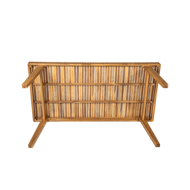 Outdoor Dining Table With Slatted Top, Ideal For Patio