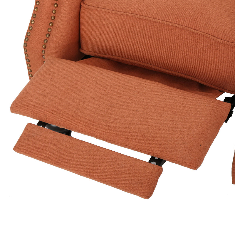 Contemporary Style Push Back Recliner With Button Tufted Stitching And Nailhead Trim