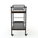 Modern Industrial Bar Cart With Shelving And Casters