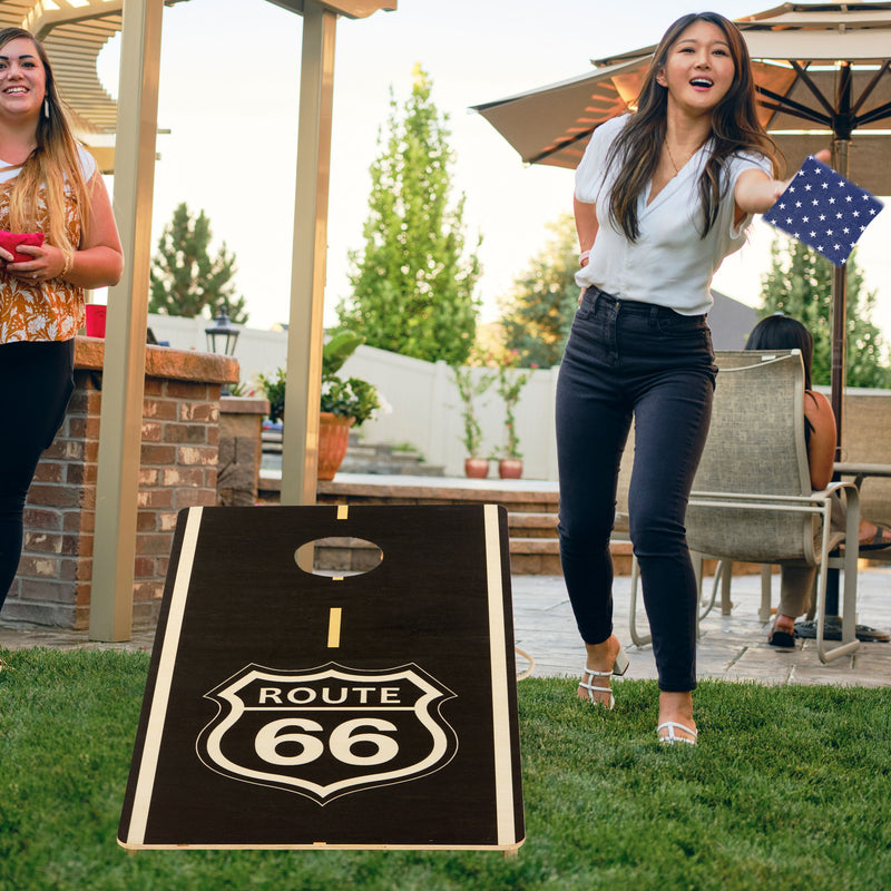 4X2 Ft Large Size Cornhole Board (Set of 2), Outdoor Game Board Set With 8 Bean Bags, Perfect For Lawn, Backyard, Beach, Park - Black / White