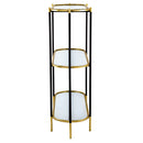3 Tier Metal Console Table, Mirrored Shelf - Golden Black