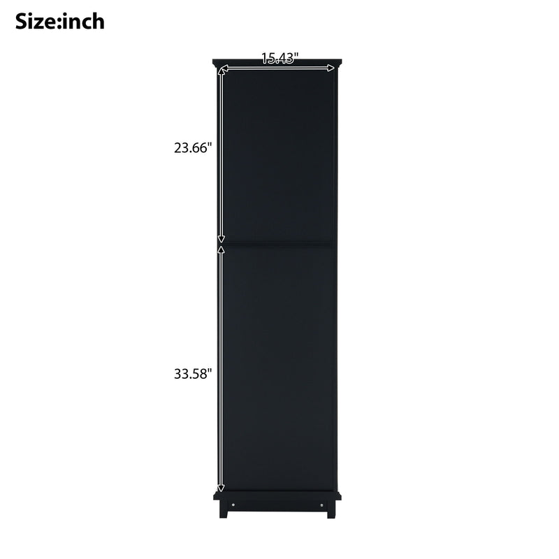 Tall Bathroom Storage Cabinet With Glass Doors, Free-Standing, Two Drawers, And Adjustable Shelves, MDF Board, Painted Perfect For Displaying Your Favorite Items