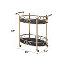 Ottesen - Serving Cart - Black Glass & Gold