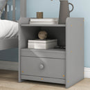 Nightstand, Bedside Table with Open Storage Cabinet, Drawer,Grey