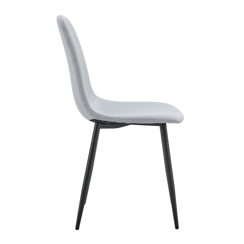 Modern Medieval Style Cushioned Side Chairs Set With Black Metal Legs For Kitchens