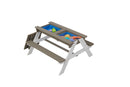 Wooden Kids Picnic Table, Sand And Water Table With Umbrella, Activity Table For Outdoor Backyard Patio Play - White / Gray