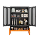 Modern Metal Shoe Cabinet With DoublebSided Mesh Doors And Adjustable Partitions