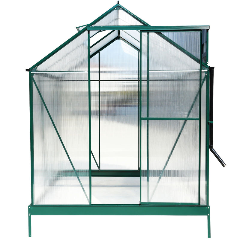 Polycarbonate Greenhouse, Heavy Duty Outdoor Aluminum Walk-In Green House Kit With Rain Gutter, Vent And Door For Backyard Garden