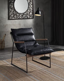 Luberzo - Accent Chair - Distress Espresso Top Grain Leather & Matt Iron Finish - Atlantic Fine Furniture Inc