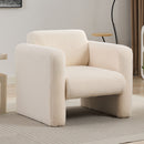 Modern Accent Chair Lambskin Sherpa Fabric Upholstered Comfy With Pillow