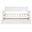 Twin Size Wood Daybed with Twin Size Trundle (White)