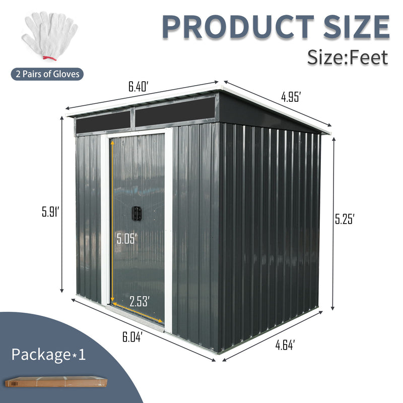 Outdoor Metal Storage Shed And Transparent Plate For Garden, Lawn