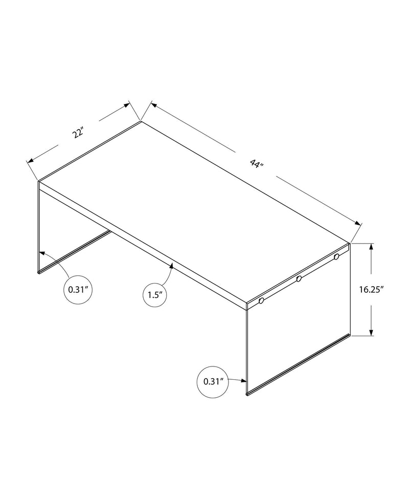 Coffee Table Rectangular For Living Room Clear Tempered Glass