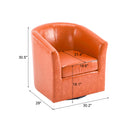 Wilmore - Elegant Swivel Barrel Chair - Orange