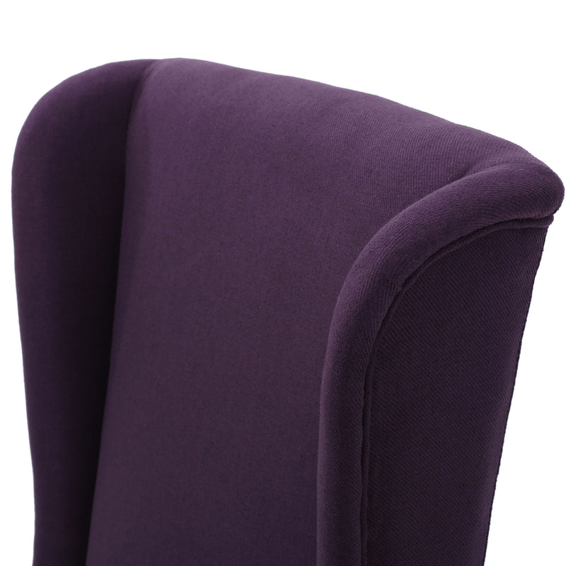 Fabric Dining Chair With High Back And Birch Wood Legs - Plum