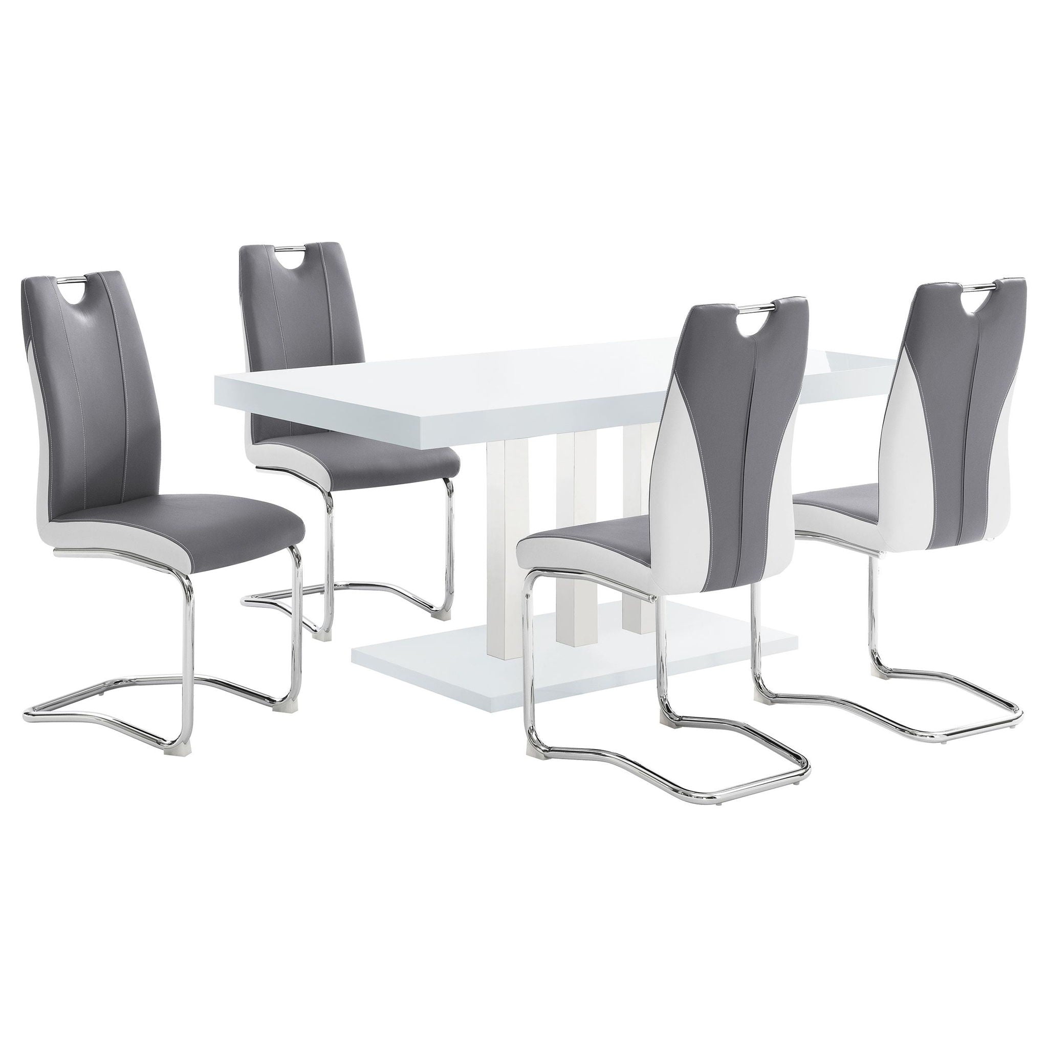 Brooklyn 5-piece Rectangular Dining Set White High Gloss