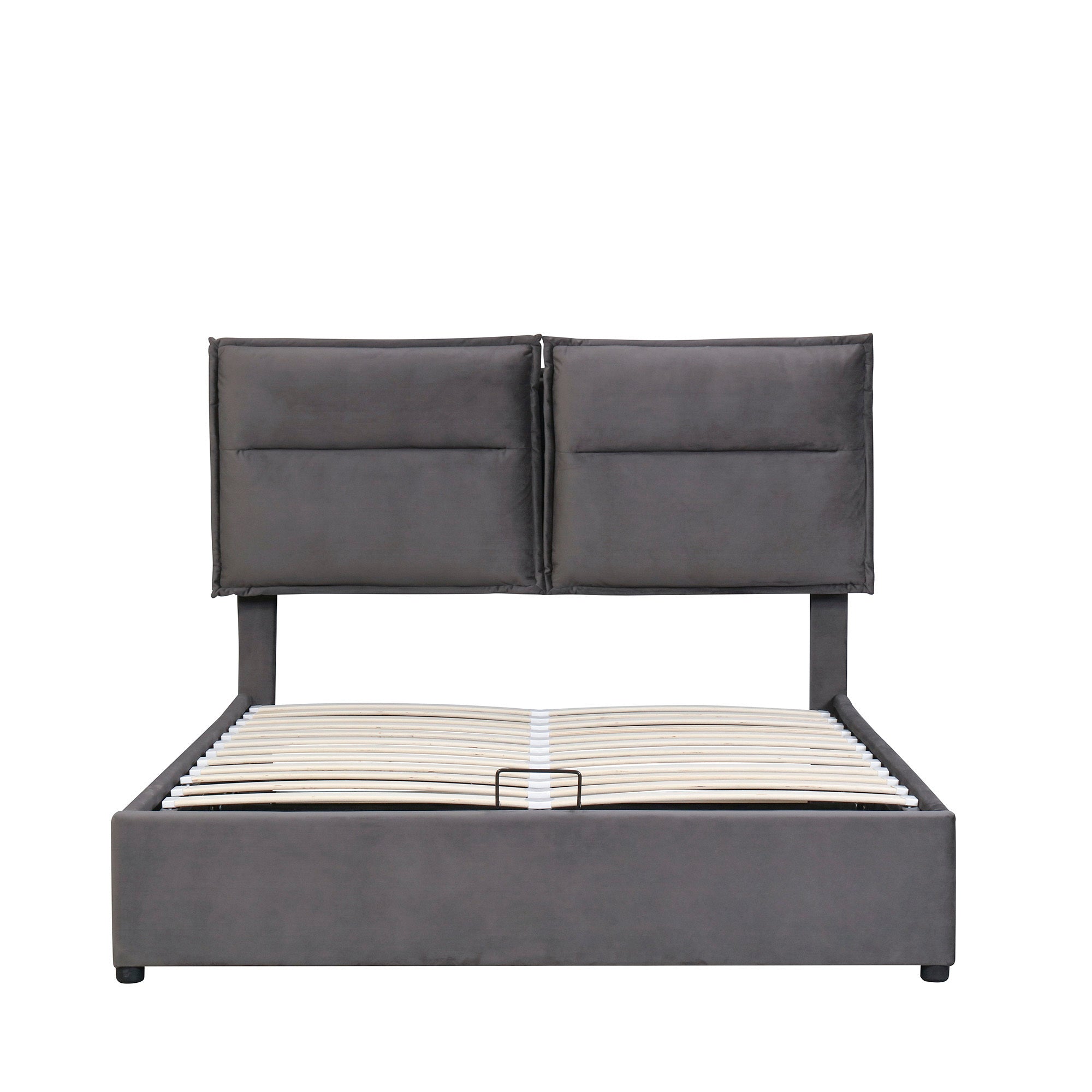 Upholstered Platform bed with a Hydraulic Storage System, Queen size, Gray - Atlantic Fine Furniture Melbourne FL