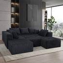 Luxury 8 Piece Modular U Shaped Sectional Sofa With Oversized Chaise Lounge And Bed Corduroy Upholstery