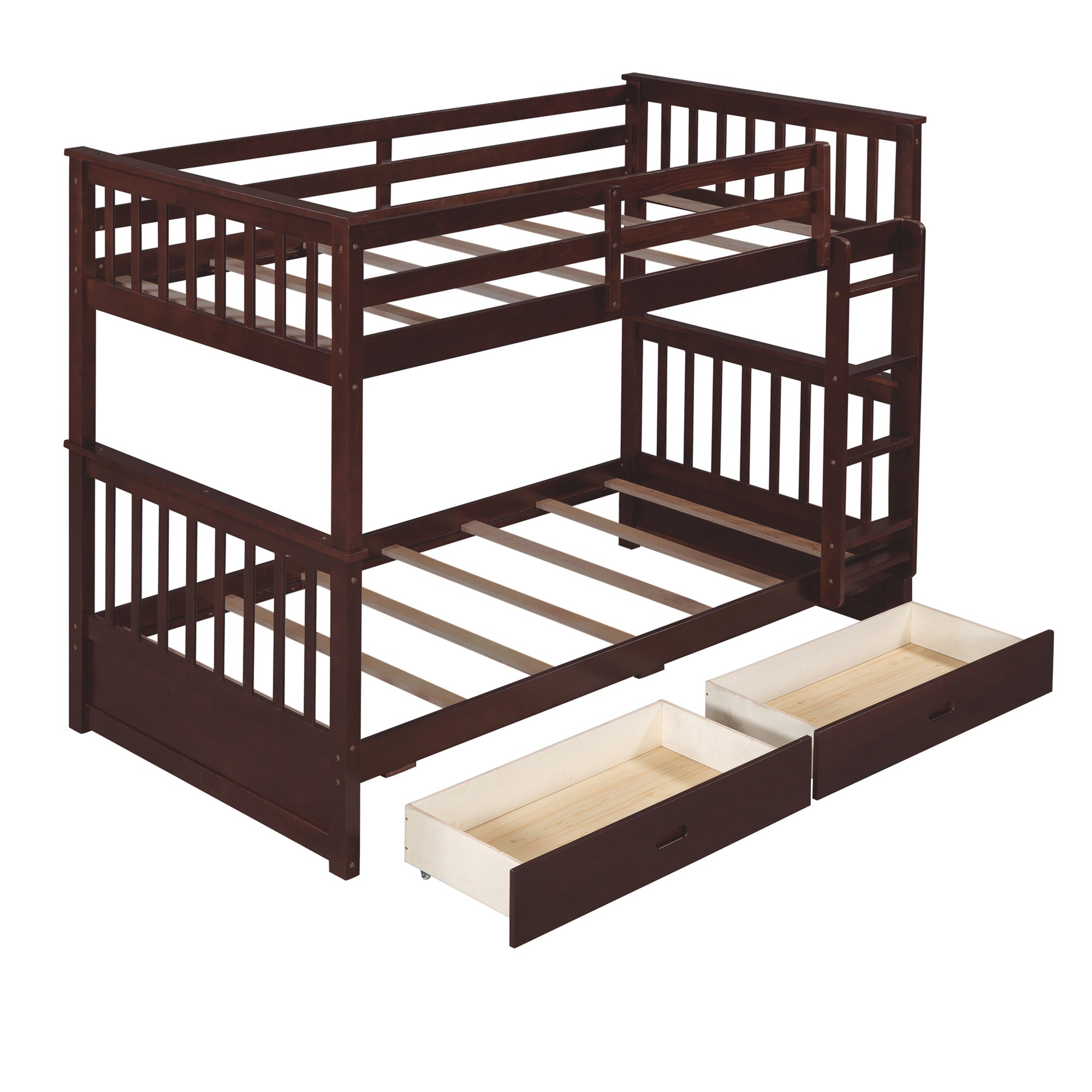 Twin-Over-Twin Bunk Bed with Ladders and Two Storage Drawers (Espresso)(OLD SKU:LT000265AAP) - Atlantic Fine Furniture Melbourne FL