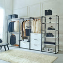 Fiona - Freestanding Walk In Wood Closet System & Metal Frame Durable Storage Solution Melamine - White