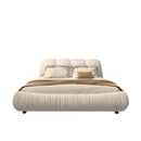 Luxury Upholstered Platform Bed With Oversized Padded Backrest And Solid Wood Frame