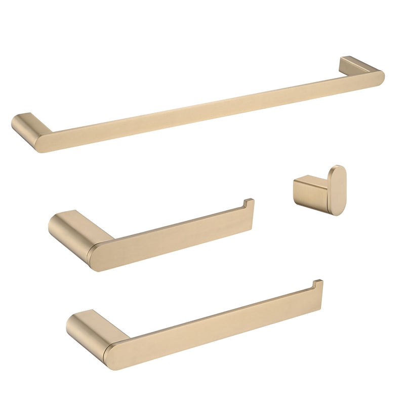 Modern Brushed Wall Mounted Bathroom Hardware Set With Robe Hook, Towel Rail, And Tissue Paper Holder