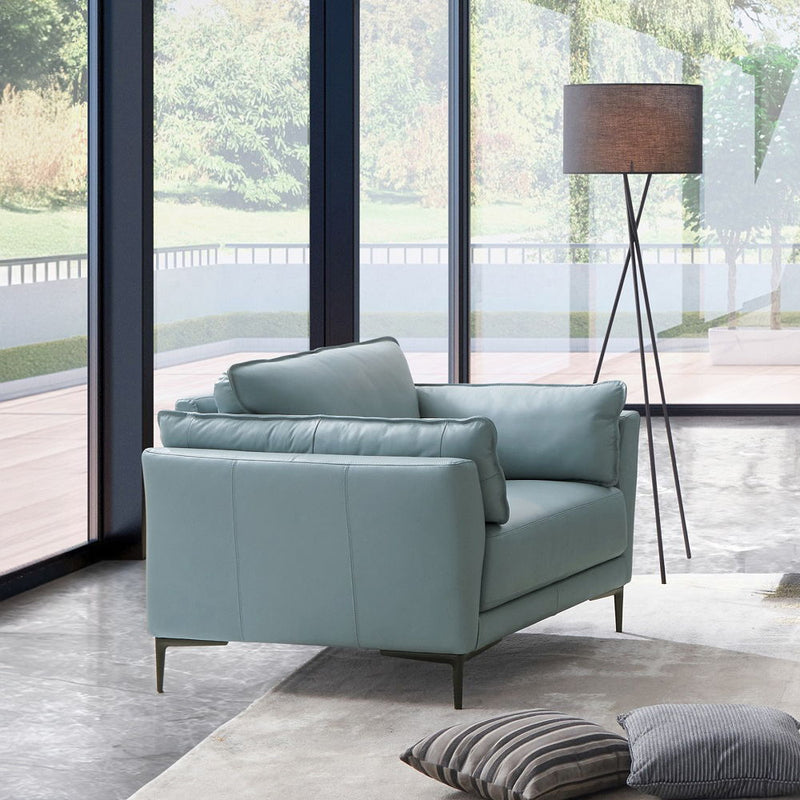Mesut - Chair - Sage Green Top Grain Leather & Black