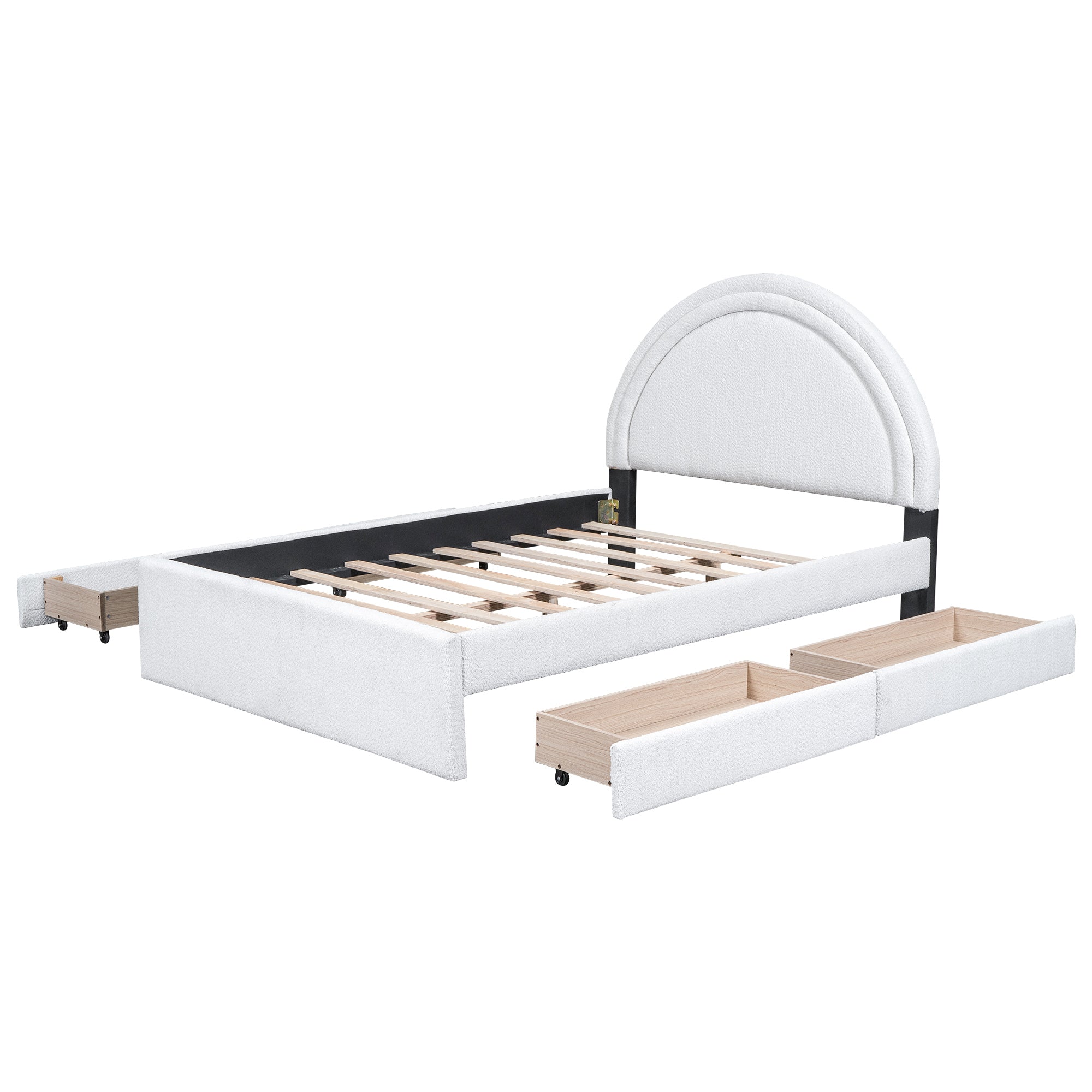 Teddy Upholstered Platform Bed With Four drawers, Full - Atlantic Fine Furniture Melbourne FL