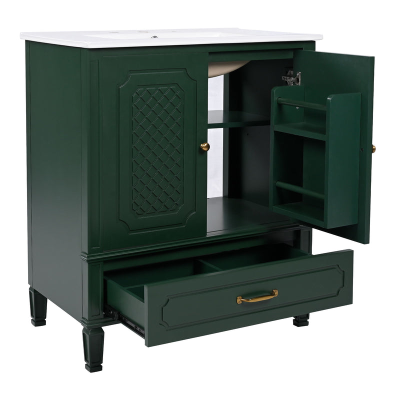 Vintage Style Bathroom Vanity With Sink, Multi Functional Storage, Soft-Closing Door