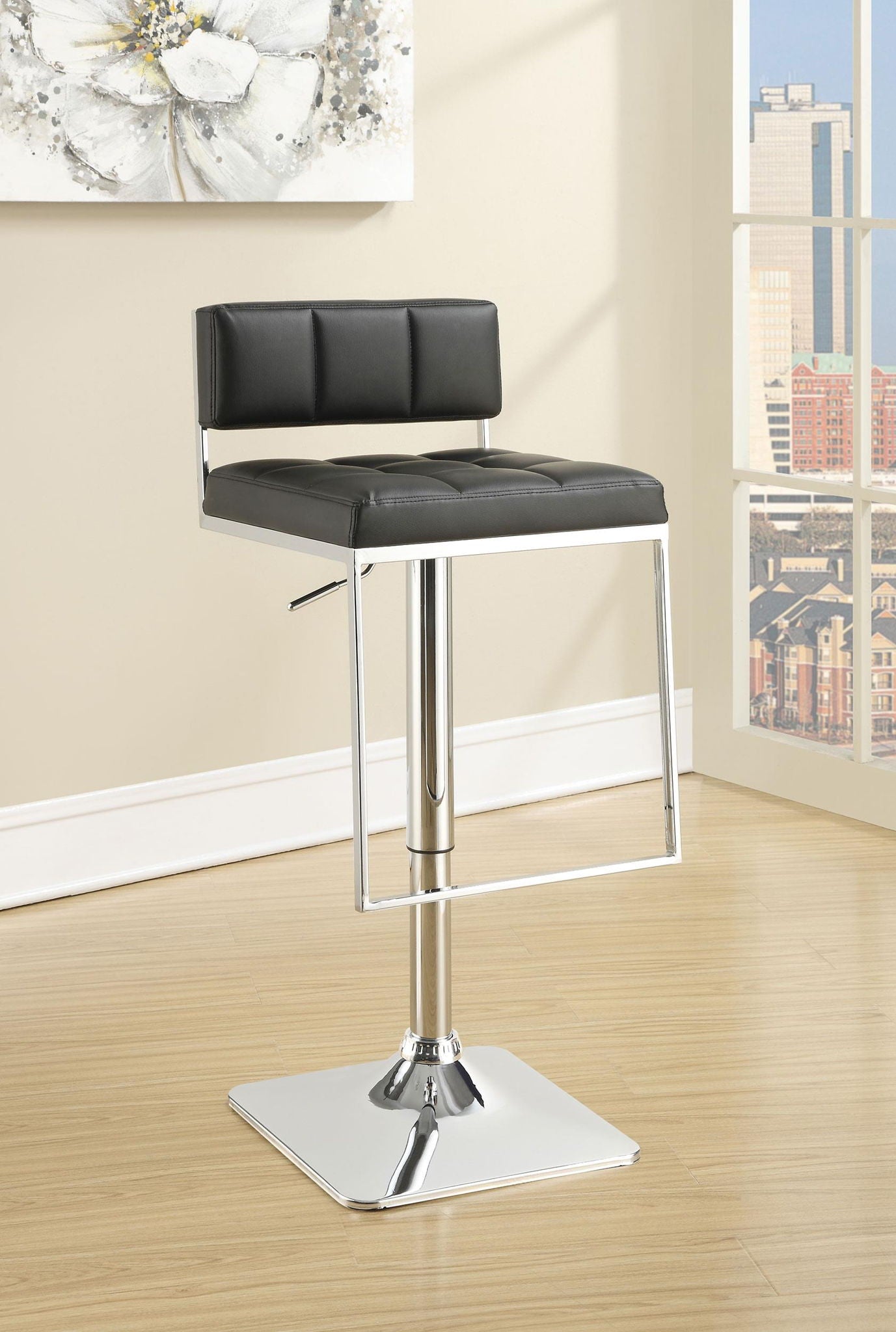 Alameda Adjustable Bar Stool Chrome and Black - Atlantic Fine Furniture Melbourne FL
