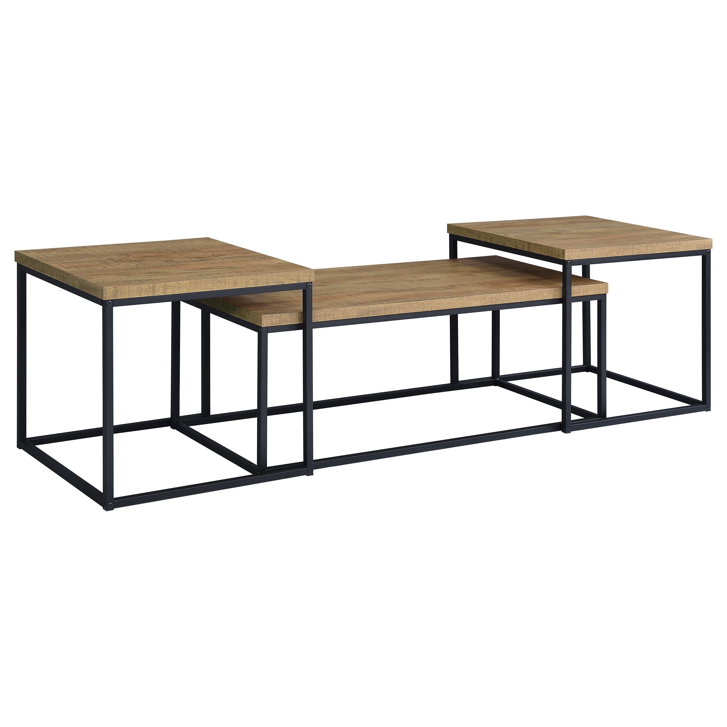 Straden 3-piece Engineered Wood Coffee Table Set Mango and Black — view 3