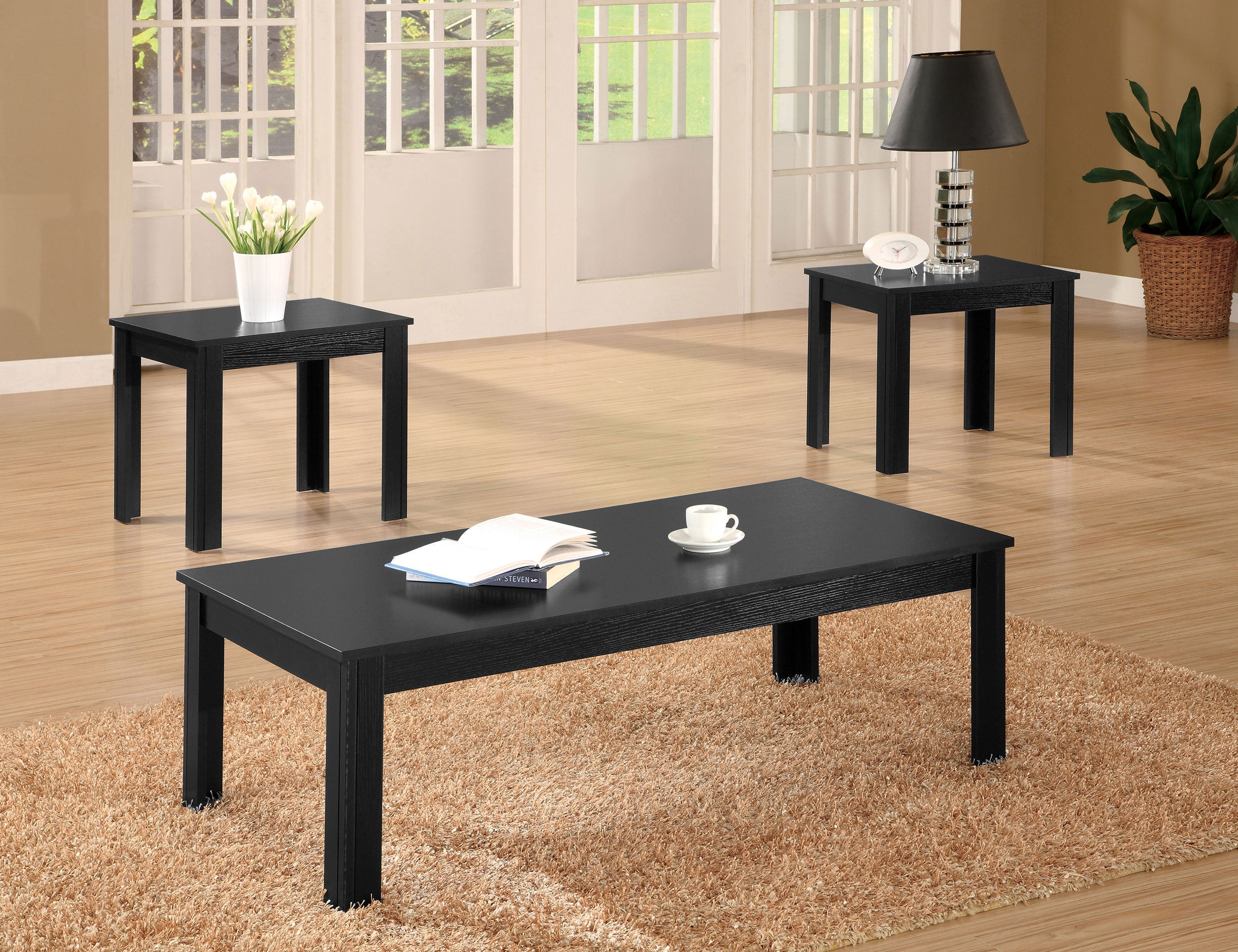 Elias 3-piece Engineered Wood Coffee Table Set Black — view 1