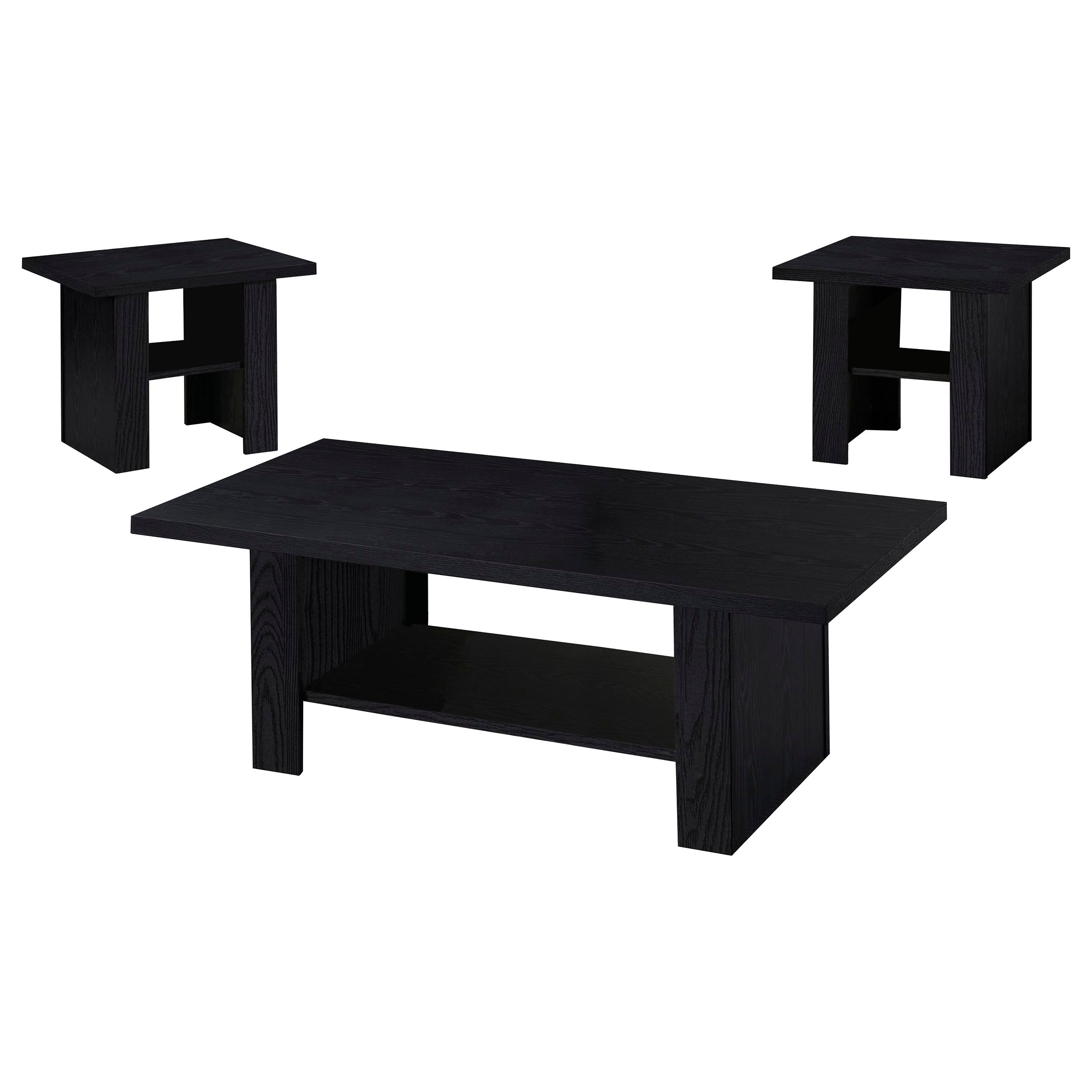 Rodez 3-piece Engineered Wood Coffee Table Set Black — view 1