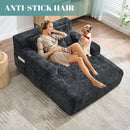 Chenille Interior Lazy Sofa Chaise Longue Armchair With 3 Pillows And Armrests