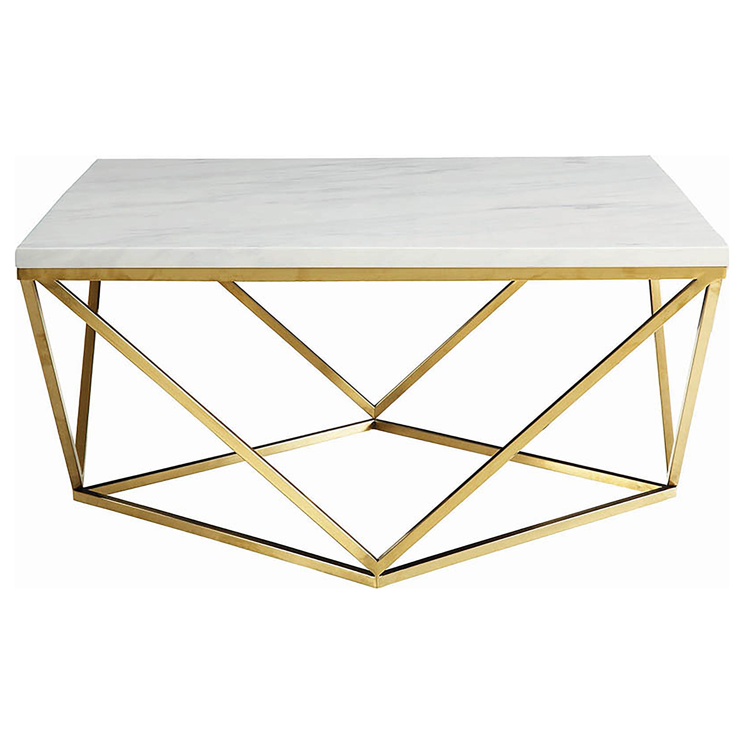Meryl Square Faux Marble Top Coffee Table White and Gold — view 1