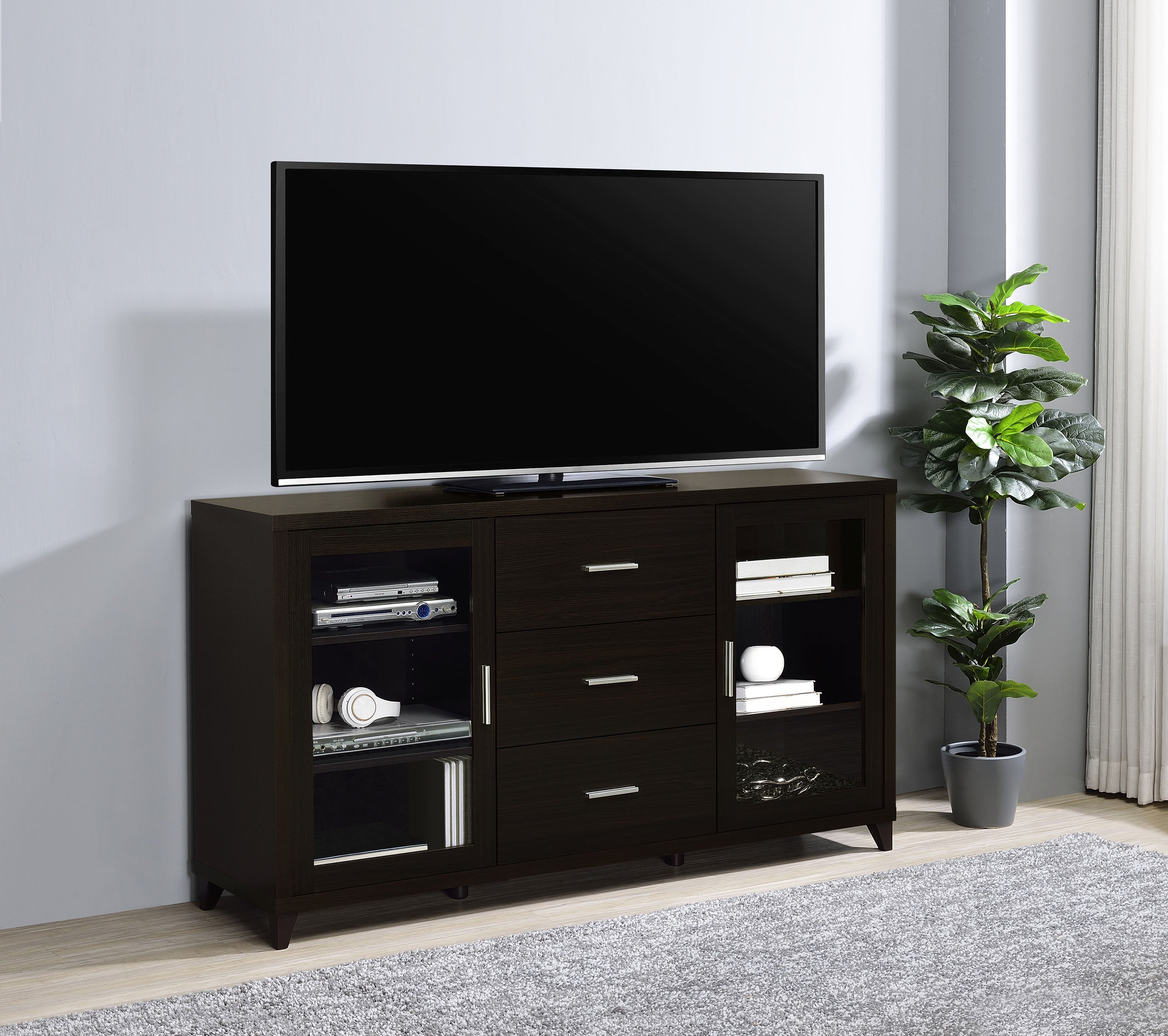 Lewes 2-door Engineered Wood 60-inch TV Stand Cappuccino — view 2