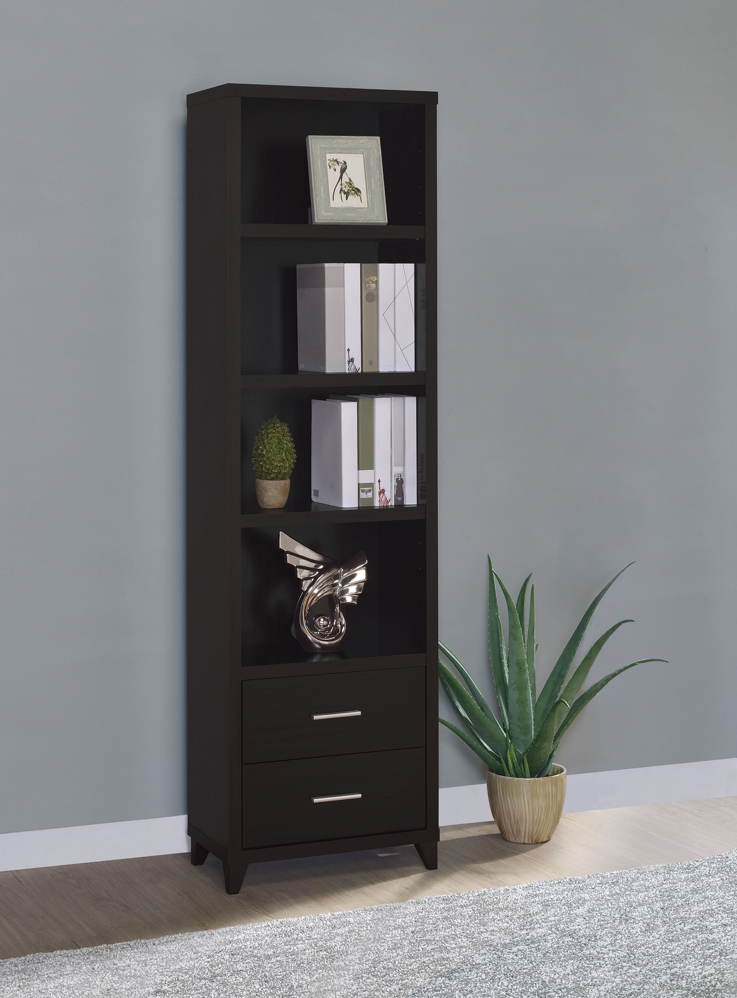 Lewes 4-shelf Engineered Wood Media Tower Cappuccino — view 2