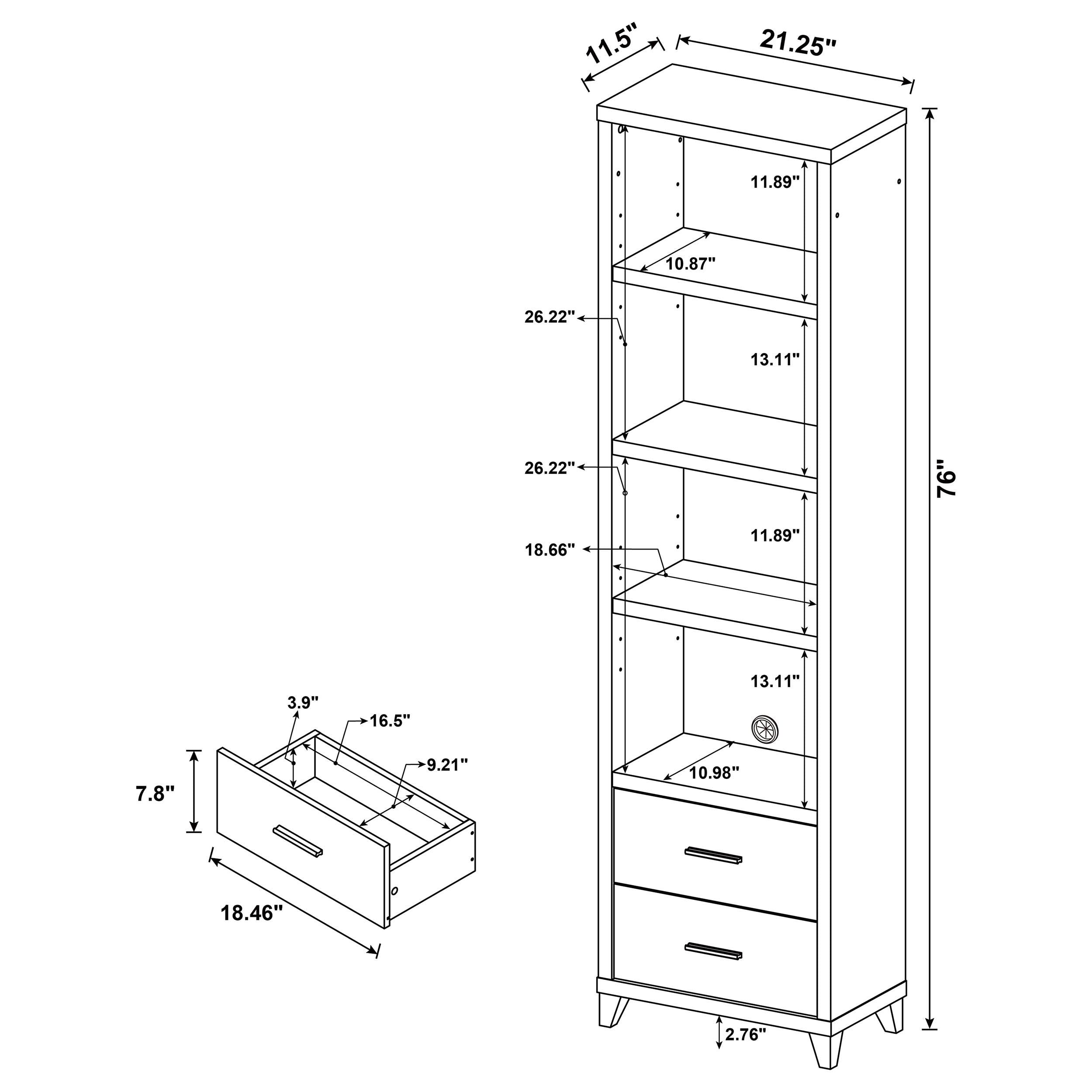 Lewes 4-shelf Engineered Wood Media Tower Cappuccino — view 9
