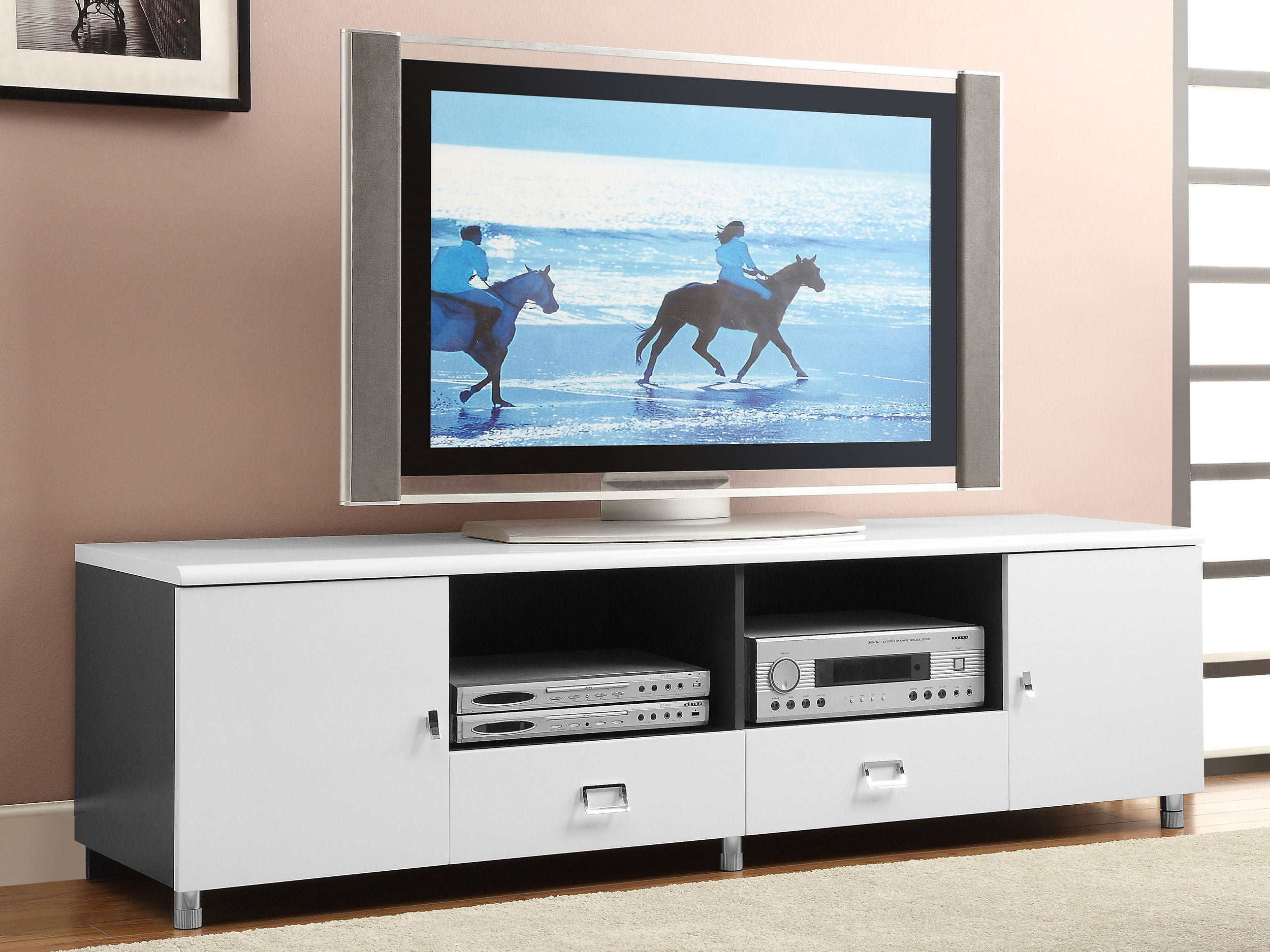 Burkett 2-door Engineered Wood 71-inch TV Stand White High Gloss — view 2
