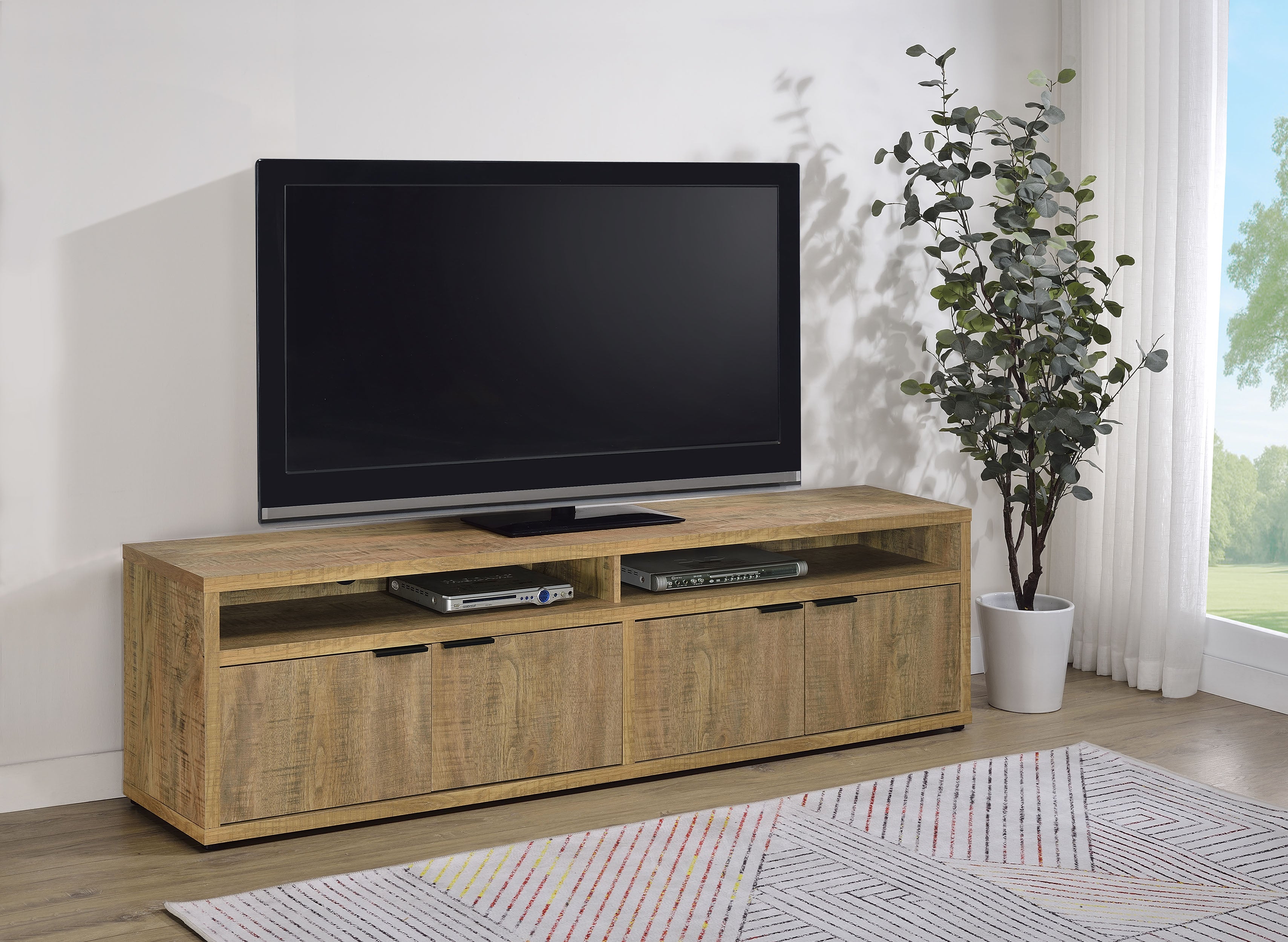 Tabby 79-inch 4-door Engineered Wood TV Stand Media Console Mango — view 2