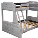L-Shaped Twin over Full Bunk Bed and Twin Size Loft Bed with Desk,Grey